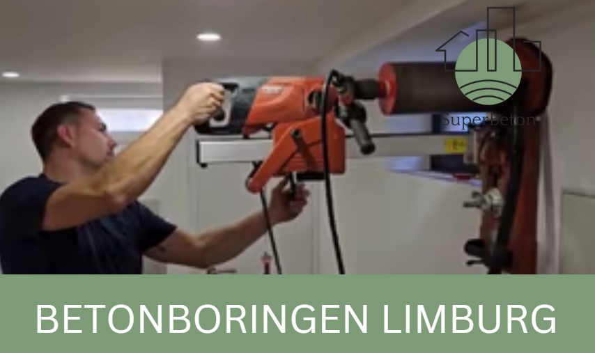 Het professioneel boren in betonconstructies in Limburg, meestal voor leidingen, ventilatie of kabeldoorvoeren.